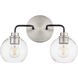 Clarion 2 Light 16 inch Noir and Satin Nickel Vanity Light Wall Light