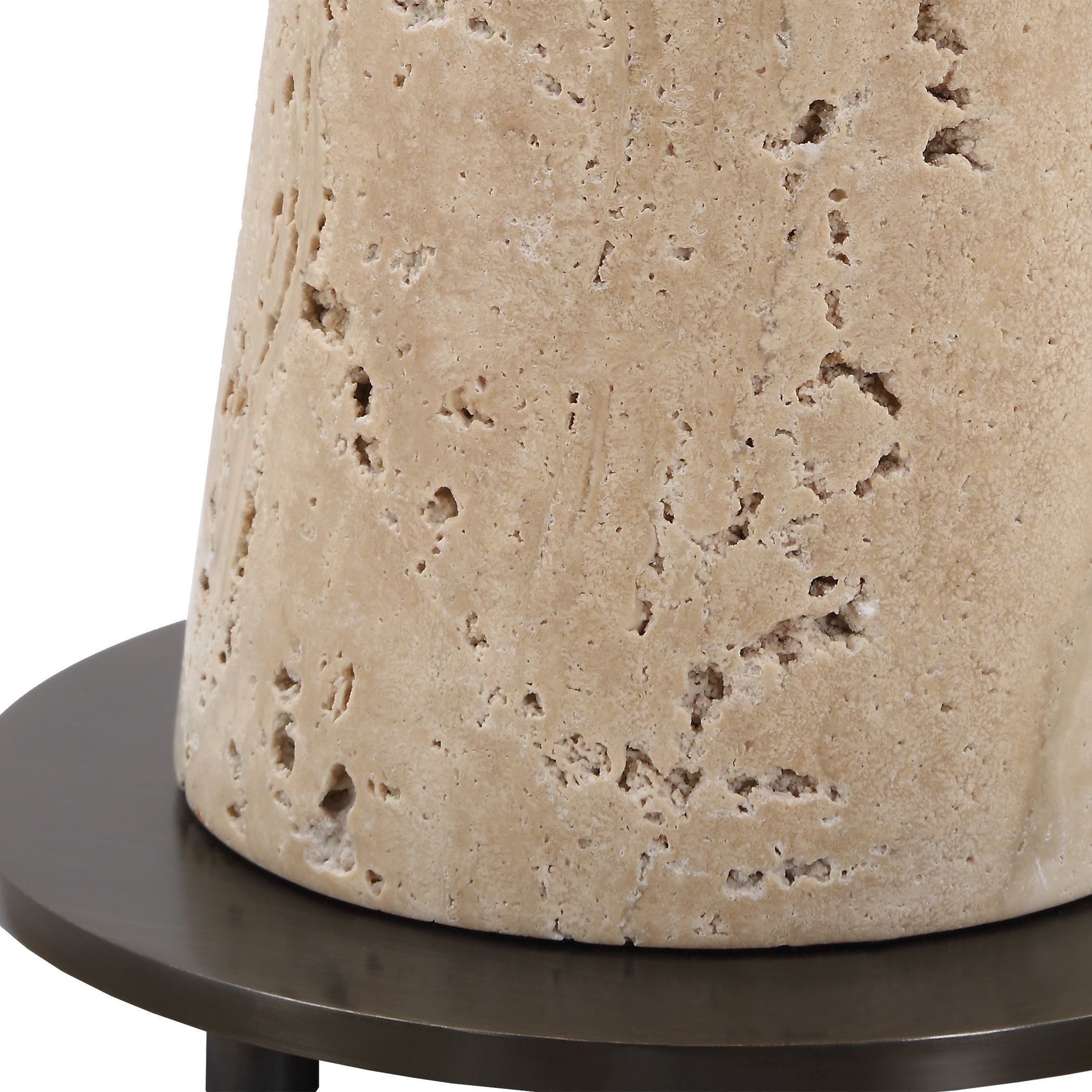 Arthur 23 X 10 inch Travertine and Bronze with Crystal Drink Table