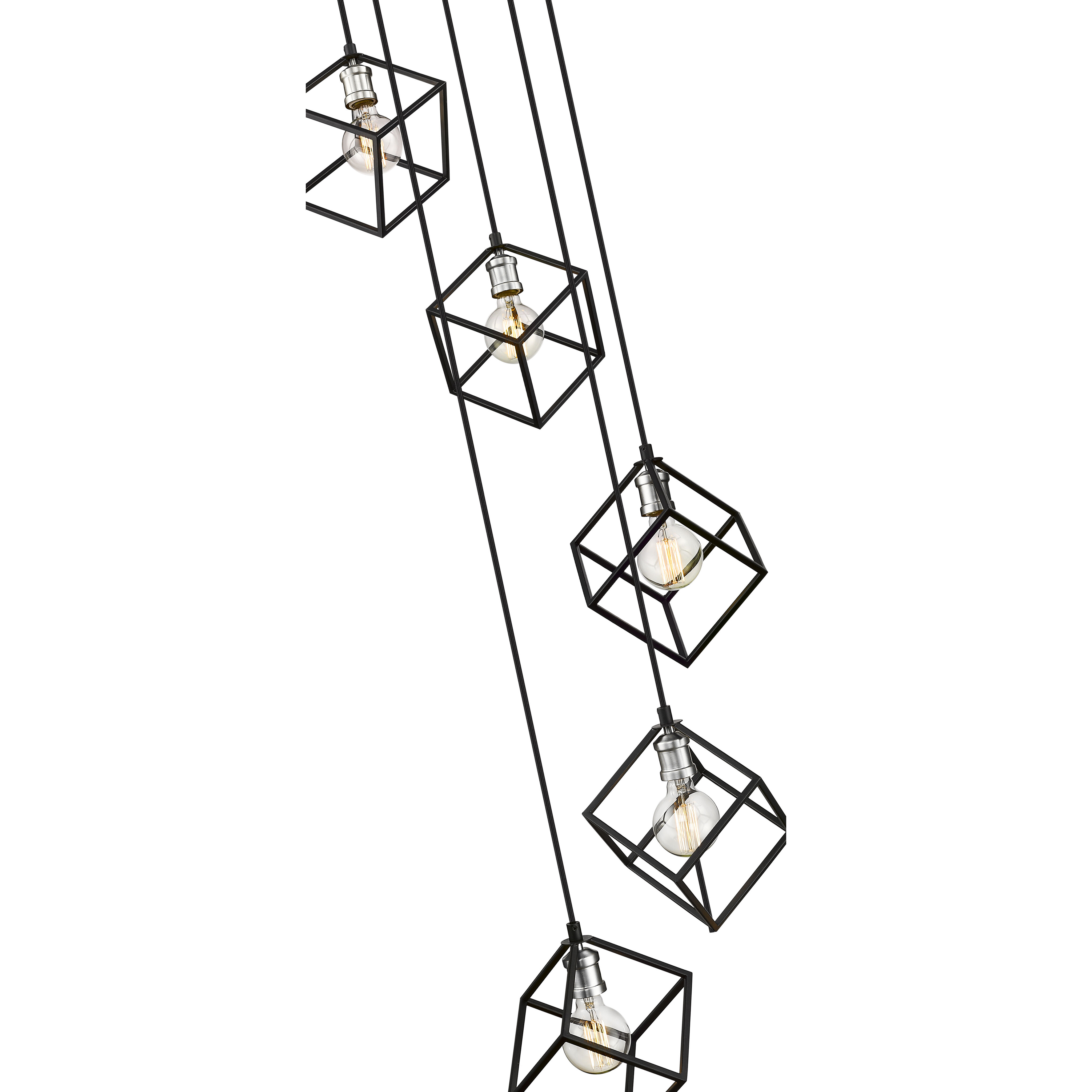 Vertical 5 Light 20.5 inch Matte Black and Brushed Nickel Chandelier Ceiling Light