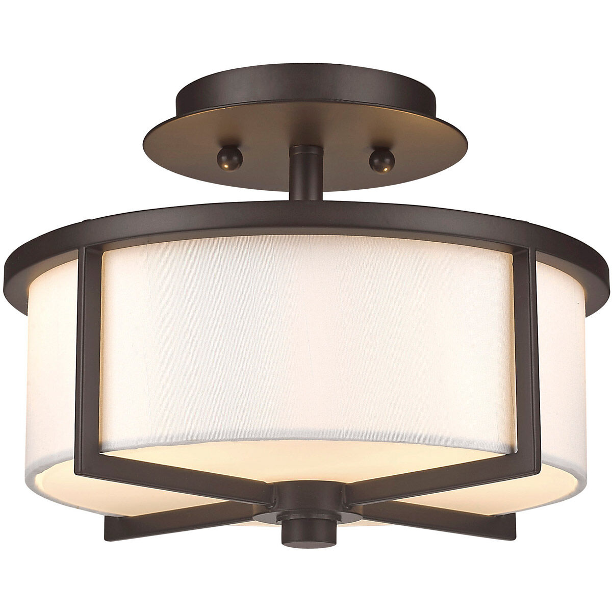 Wesley 2 Light 11 inch Bronze Semi-Flush Mount Ceiling Light