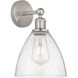 Edison Bristol Glass 1 Light 8 inch Brushed Satin Nickel Sconce Wall Light in Seedy Glass