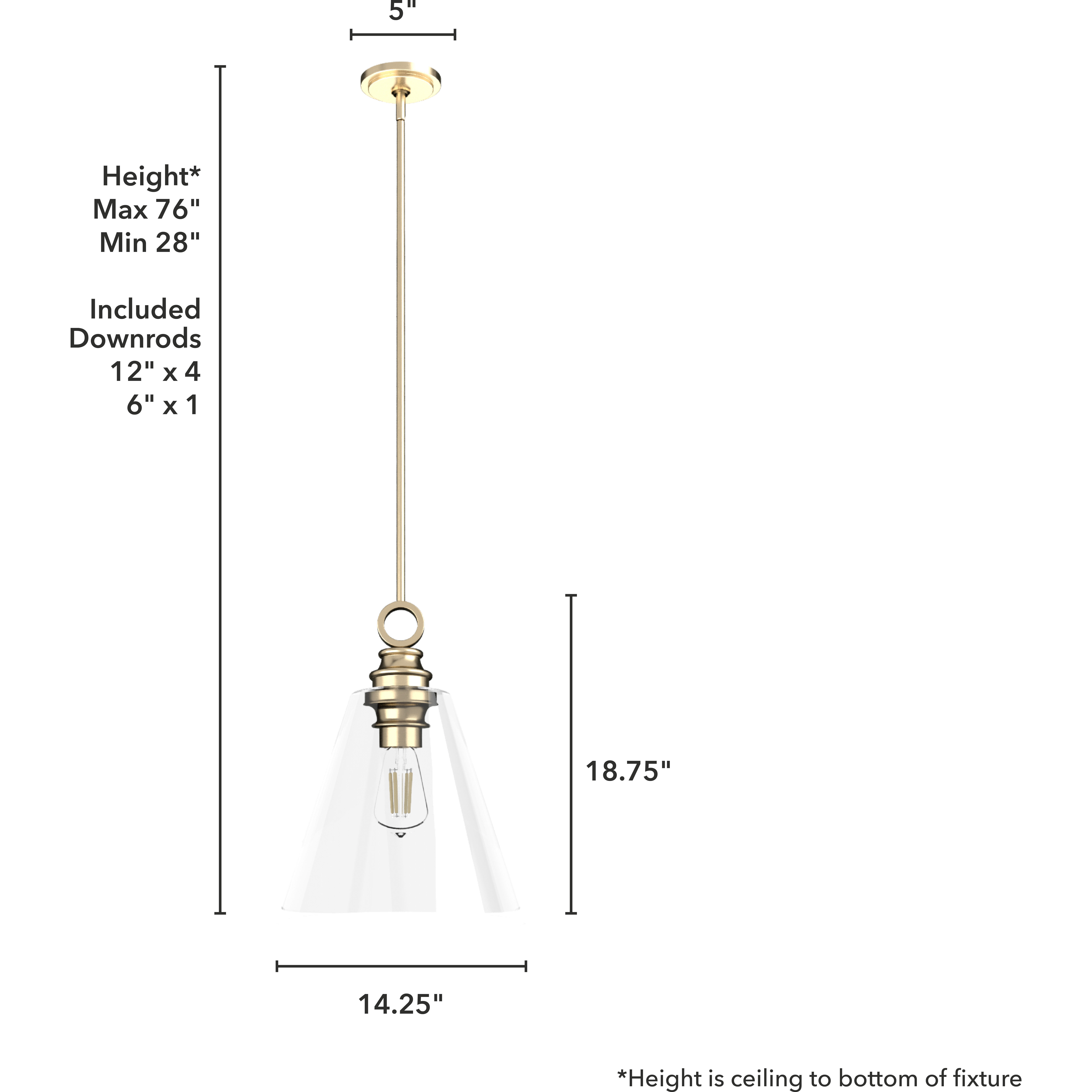 Klein 1 Light 14.25 inch Alturas Gold Pendant Ceiling Light