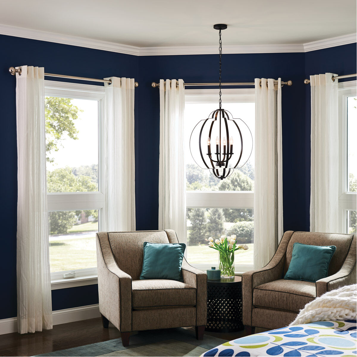 Voleta 4 Light 22 inch Black Large Foyer Pendants Ceiling Light, Large