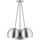 Piedmont 3 Light 22 inch Brushed Aluminum with Polished Chrome Accents Globe Pendant Ceiling Light