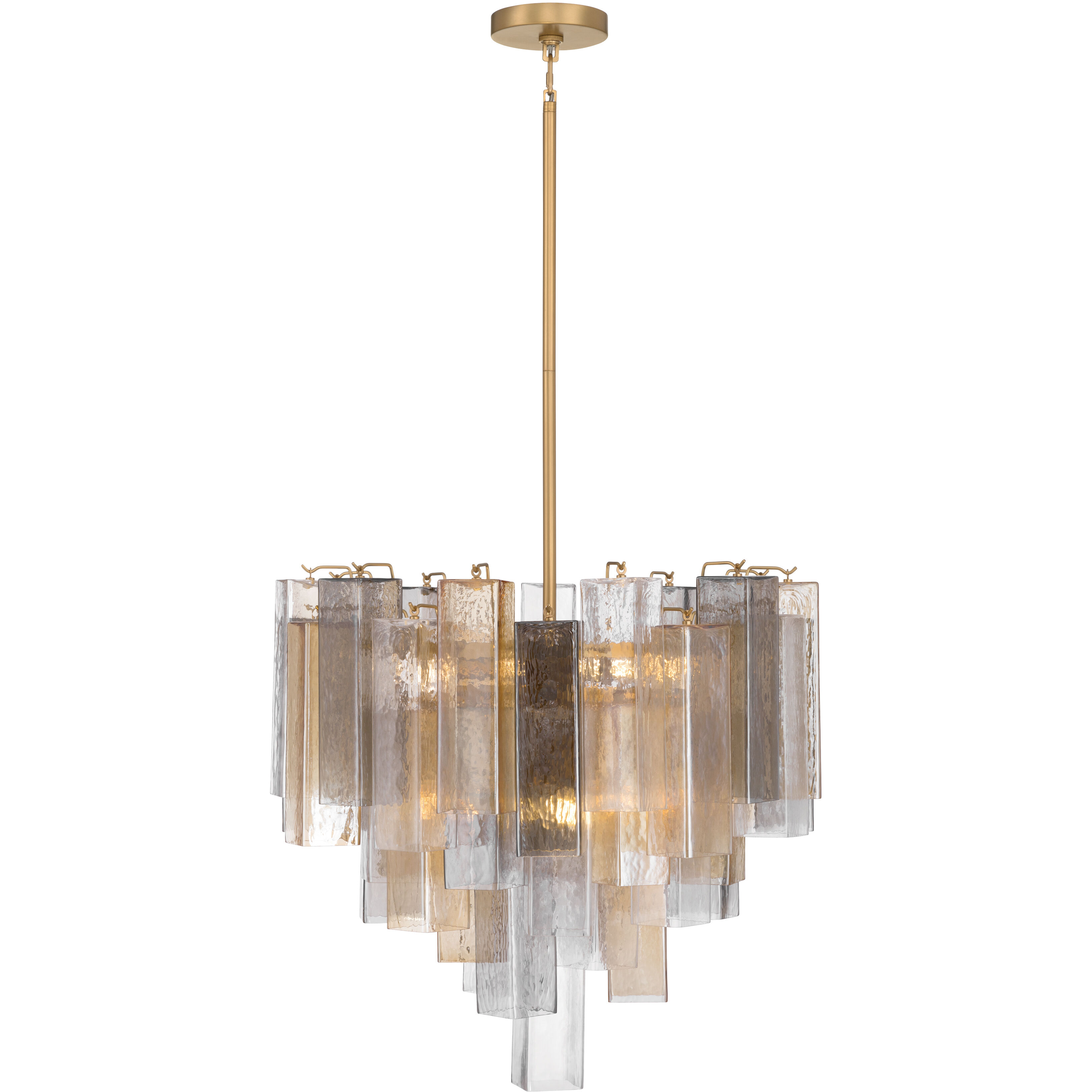 Torvento 9 Light 25.25 inch Legacy Brass Pendant Ceiling Light in Clear,  Grey and Amber Handmade Glass