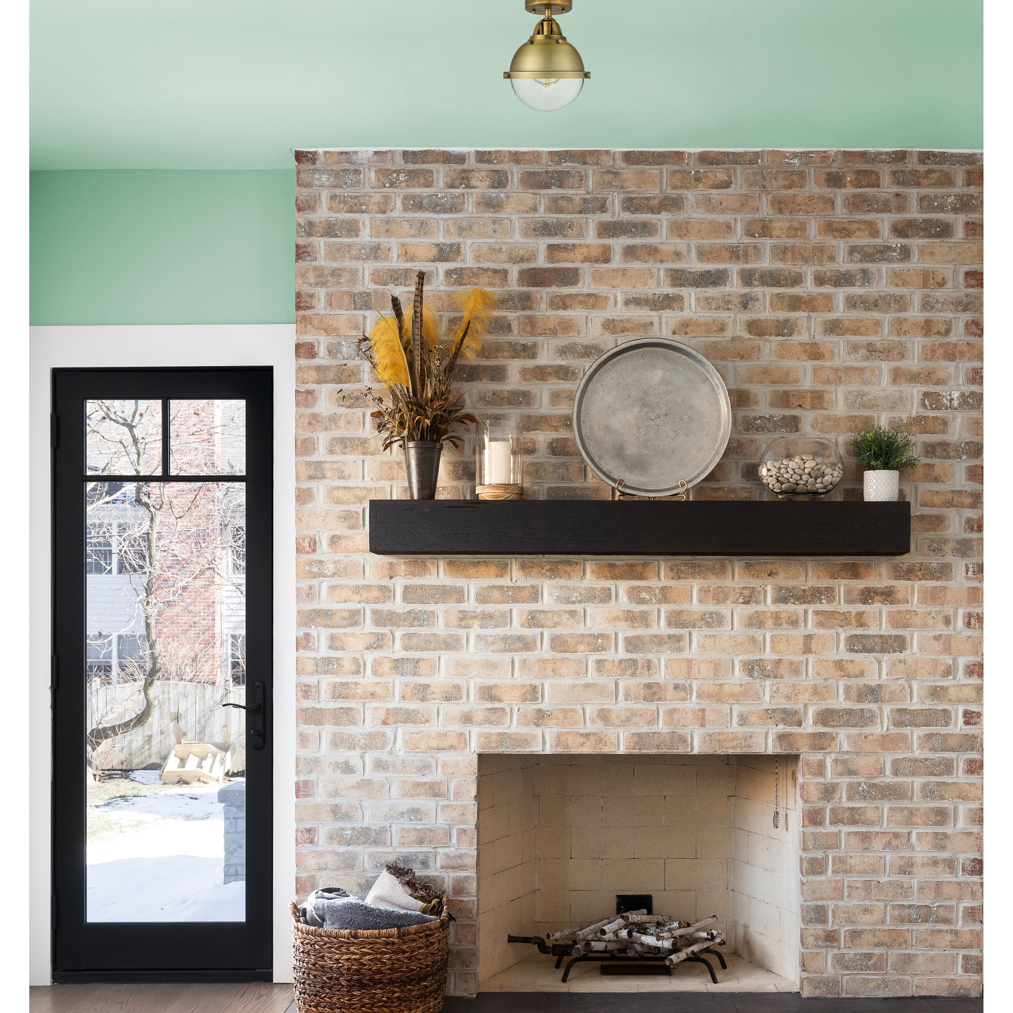 Nouveau 2 Hampden LED 7.25 inch Brushed Brass Semi-Flush Mount Ceiling Light in Clear Glass