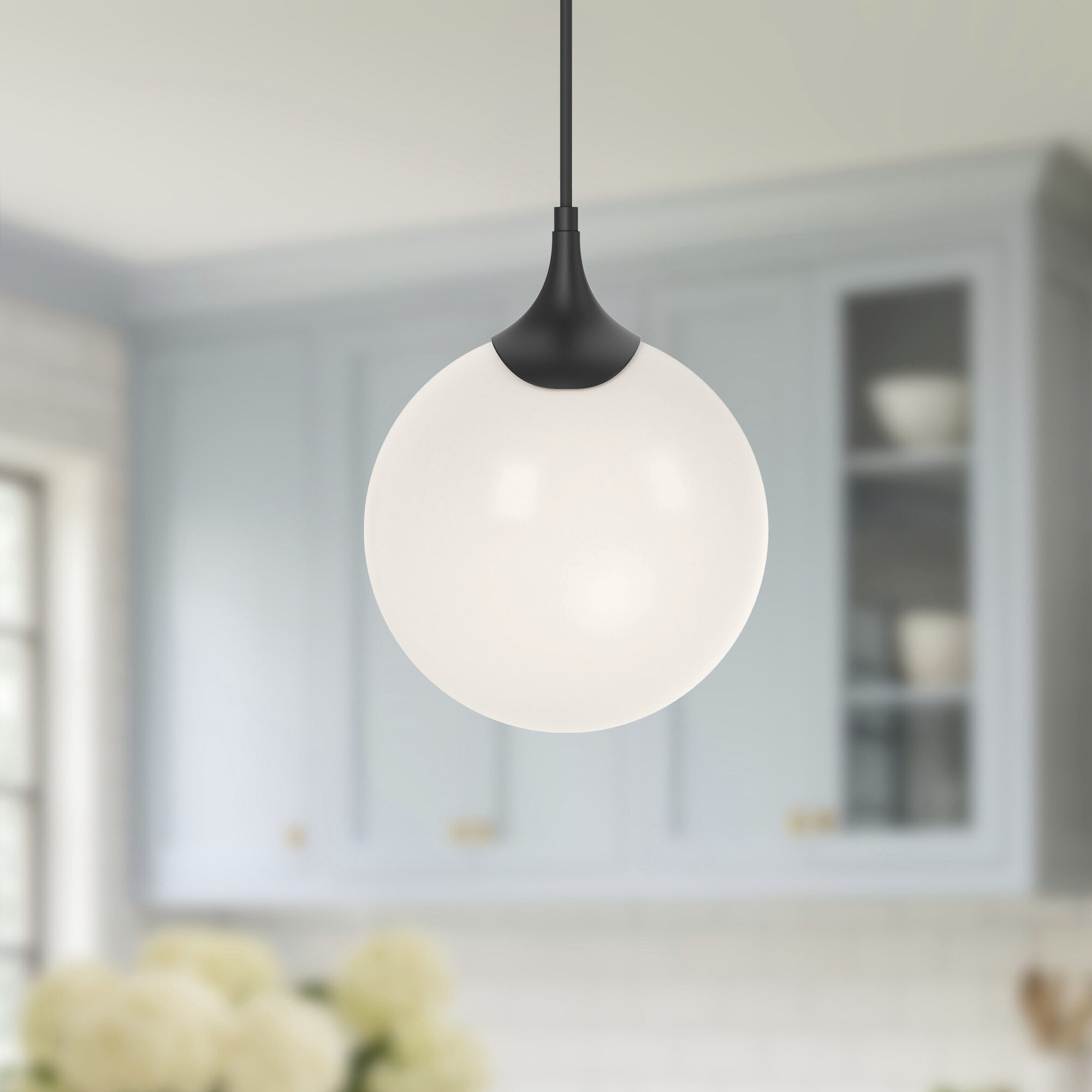 Alora Mood Nouveau Pendant Ceiling Light in Matte Black