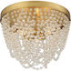 Fiona 3 Light 13.75 inch Antique Gold Flush Ceiling Light in Clear Glass Beads