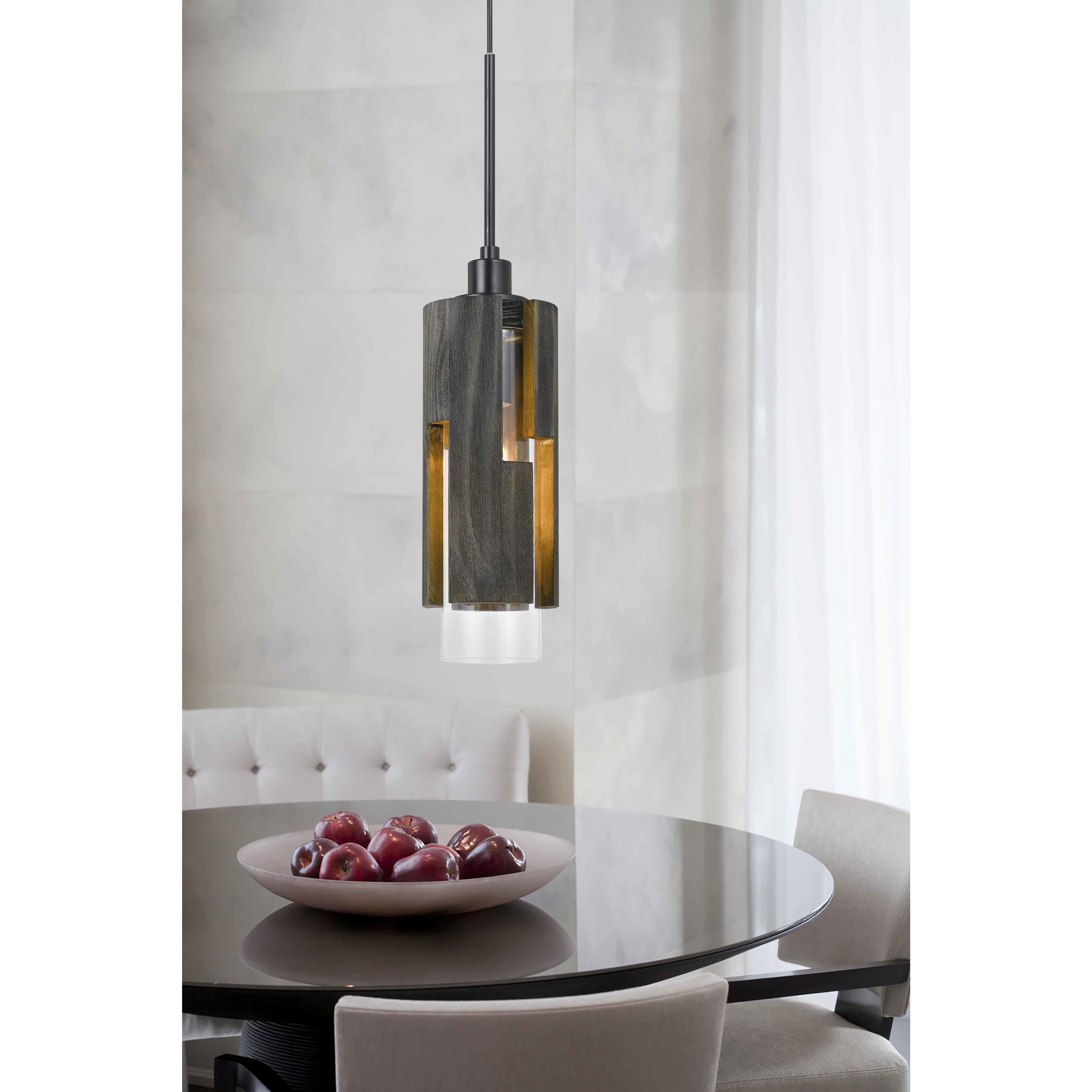 Reggio 1 Light 6 inch Wood and Black Chandelier Ceiling Light