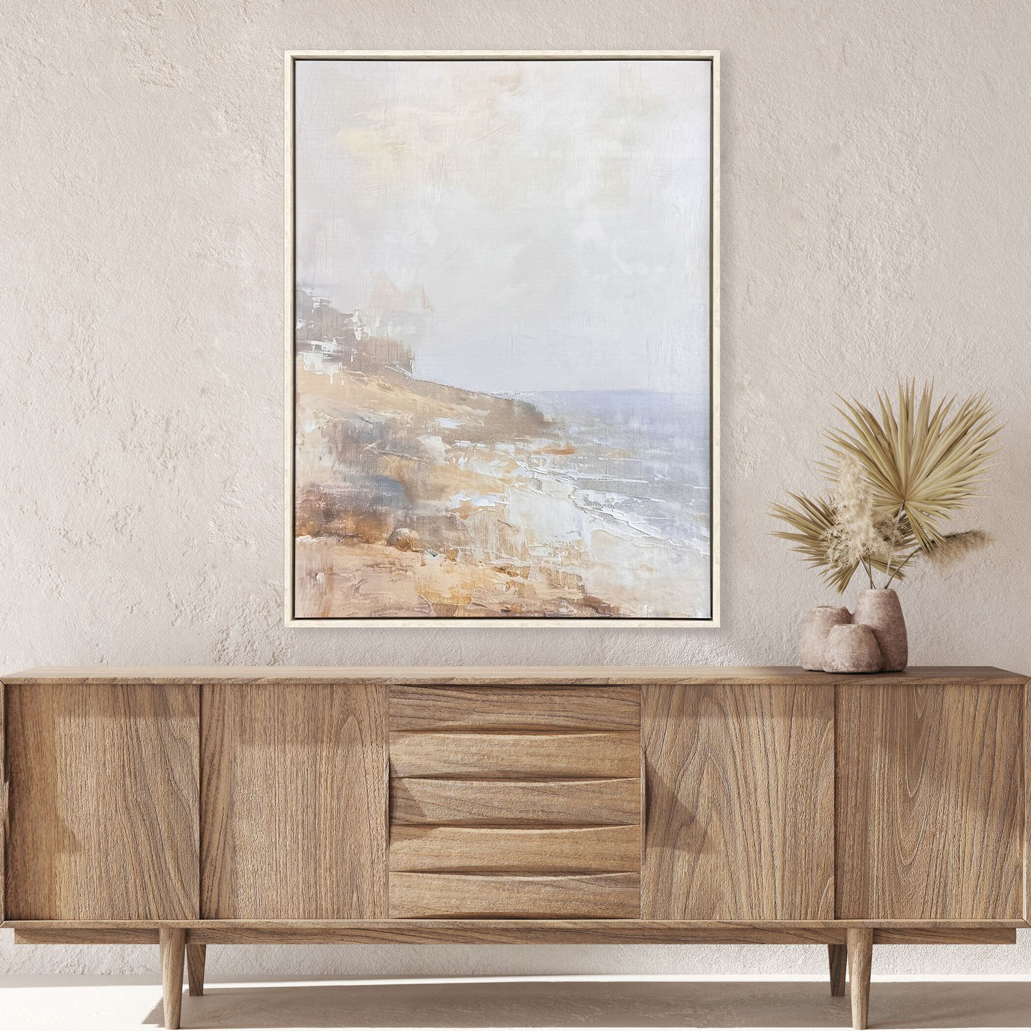Hazy Beach Blue and Beige and Neutral Canvas