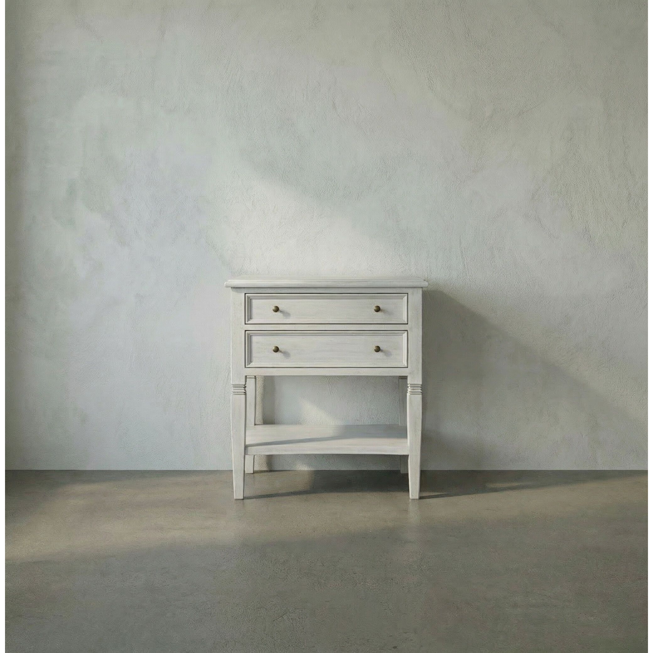 Oxford 30 X 28 inch White Wash Side Table, 2 Drawer