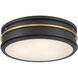 Stralara LED 16 inch Matte Black and Vintage Brass Flush Mount Ceiling Light