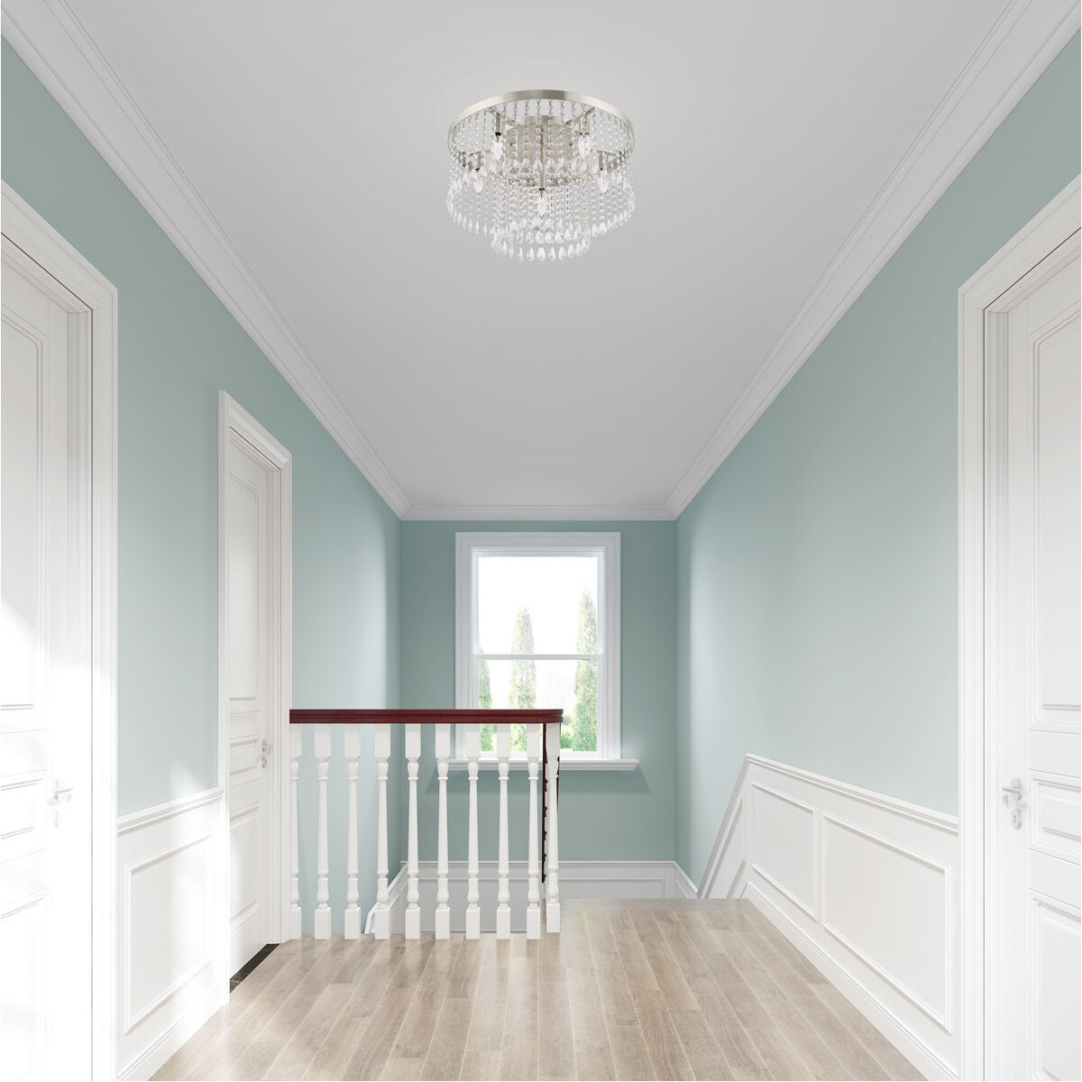 Elizabeth 6 Light 22 inch Brushed Nickel Flush Mount Ceiling Light