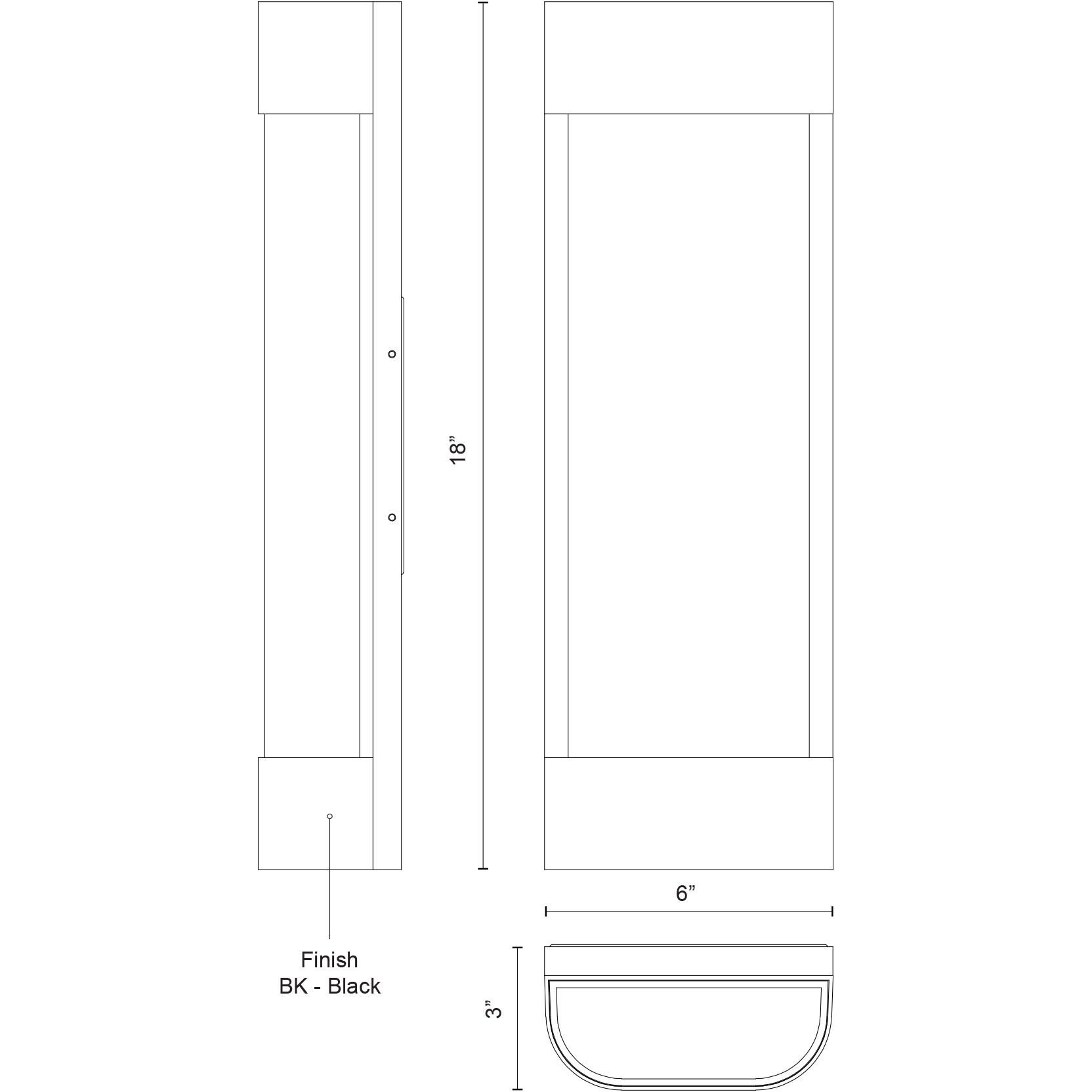 Moondew LED 18 inch Black Exterior Wall Sconce