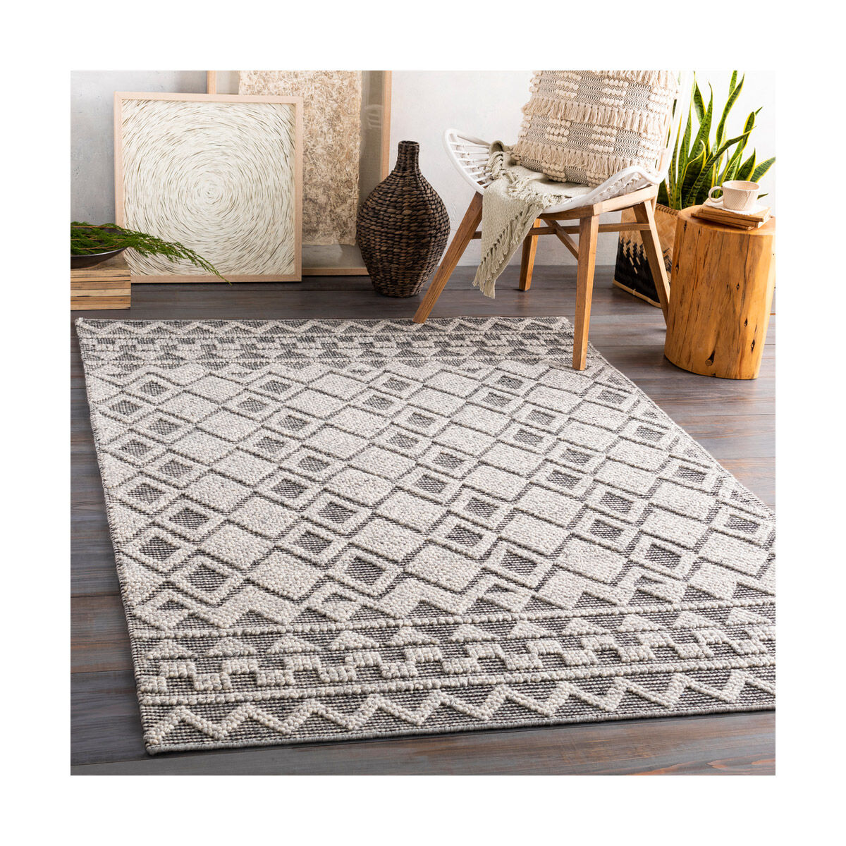 Hygge 36 X 24 inch Medium Gray/Black/Cream Rugs
