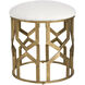 Trellis 21 inch Antique Brushed Brass and White Textured Fabric Accent Stool