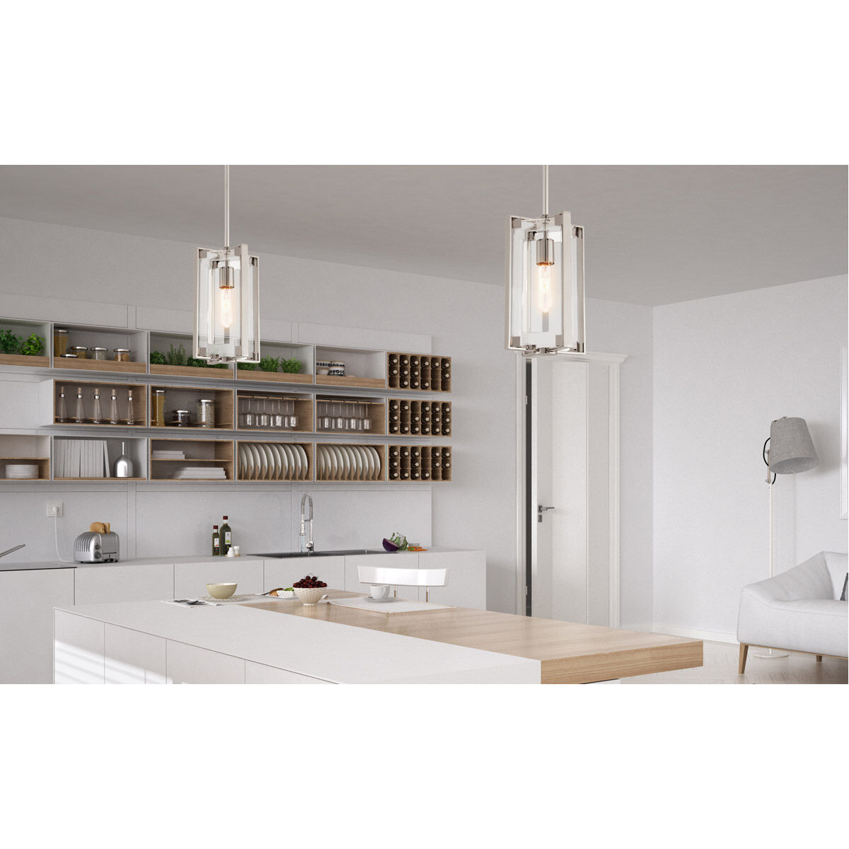 Crystal Clear 1 Light 5.5 inch Polished Nickel Mini Pendant Ceiling Light