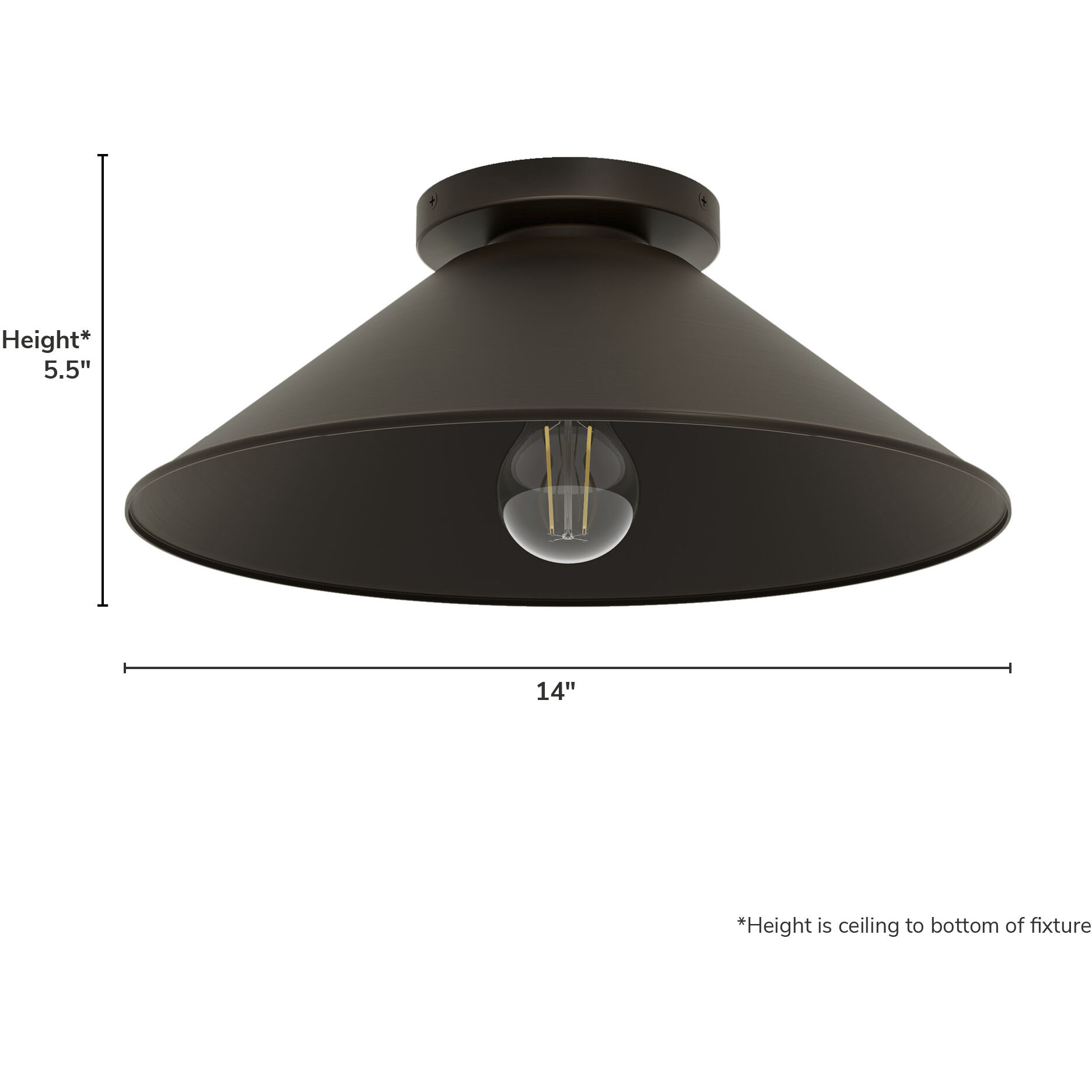 Skyflow 1 Light 14 inch Matte Bronze Outdoor Flush Mount, Medium