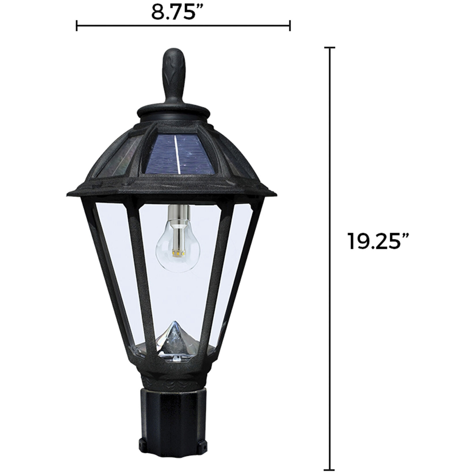 Polaris LED 19.25 inch Black Outdoor Post Light, Solar