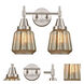 Caden 2 Light 15 inch Satin Nickel Bath Vanity Light Wall Light in Seedy Glass