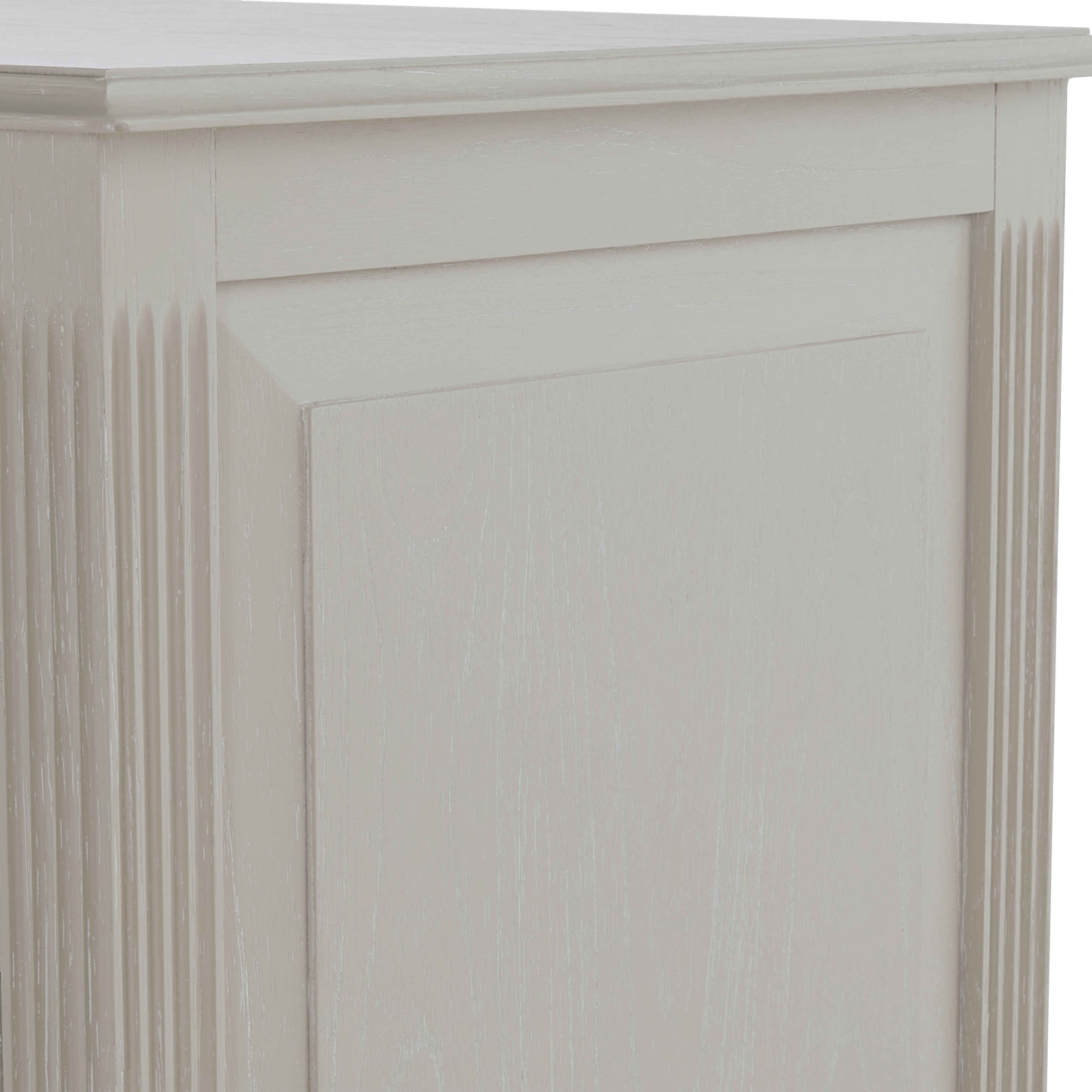 Caroline Cerused White and Painted Burlap Dresser