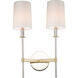 Uptown 2 Light 13 inch Satin Brass/Polished Nickel Wall Sconce Wall Light
