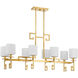 Quatrain 8 Light 41.25 inch True Gold Linear Chandelier Ceiling Light