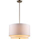 Schiffer 3 Light 18 inch Brushed Nickel Pendant Ceiling Light in Ivory Fabric Drum - Double Shade