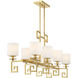 Quatrain 8 Light 41.25 inch True Gold Linear Chandelier Ceiling Light