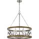 Abingdon 5 Light 24 inch Brushed Steel/Oak Chandelier Ceiling Light