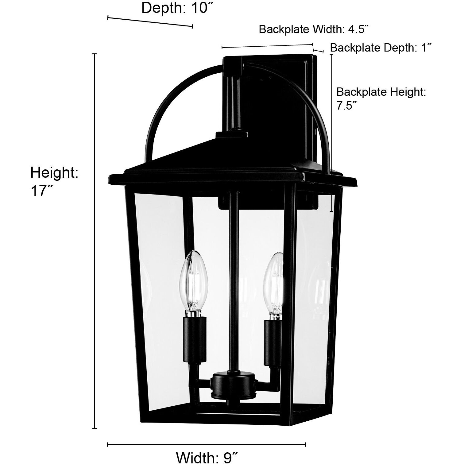 Strathden 2 Light 17 inch Powder Coated Black Outdoor Wall Sconce