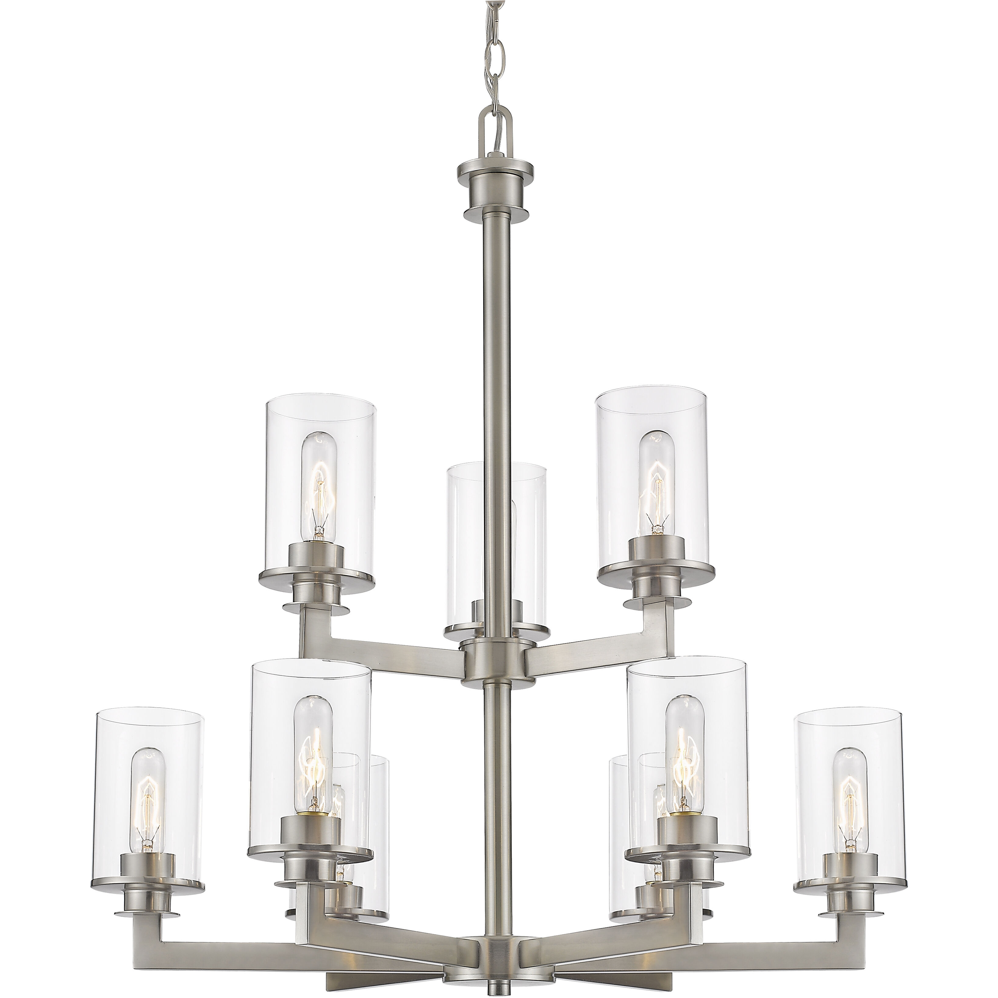 Savannah 9 Light 29 inch Brushed Nickel Chandelier Ceiling Light