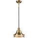 Riley 1 Light 10 inch Satin Brass with White Mini Pendant Ceiling Light