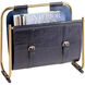 Granville Blue And Antique Brass Magazine Rack
