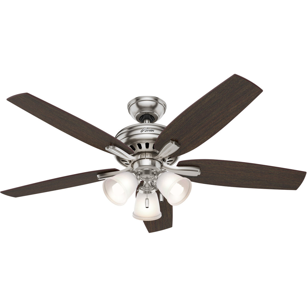 Newsome 52 inch Brushed Nickel with Medium Walnut/Dark Walnut Blades Ceiling Fan
