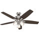 Newsome 52 inch Brushed Nickel with Medium Walnut/Dark Walnut Blades Ceiling Fan