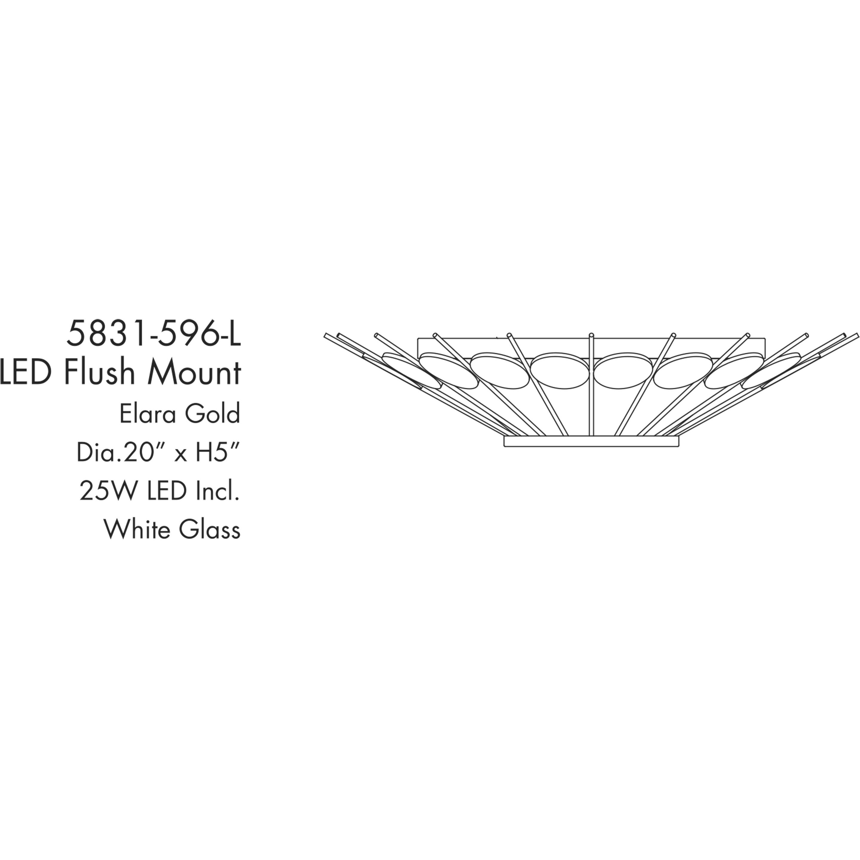 Capieso LED 20 inch Elara Gold Flush Mount Ceiling Light