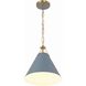 Xavier 1 Light 12 inch Vibrant Gold Mini Pendant Ceiling Light in Vibrant Gold and Blue