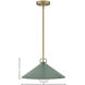 Milo LED 16 inch Lacquered Brass with Sage Green accents Pendant Ceiling Light