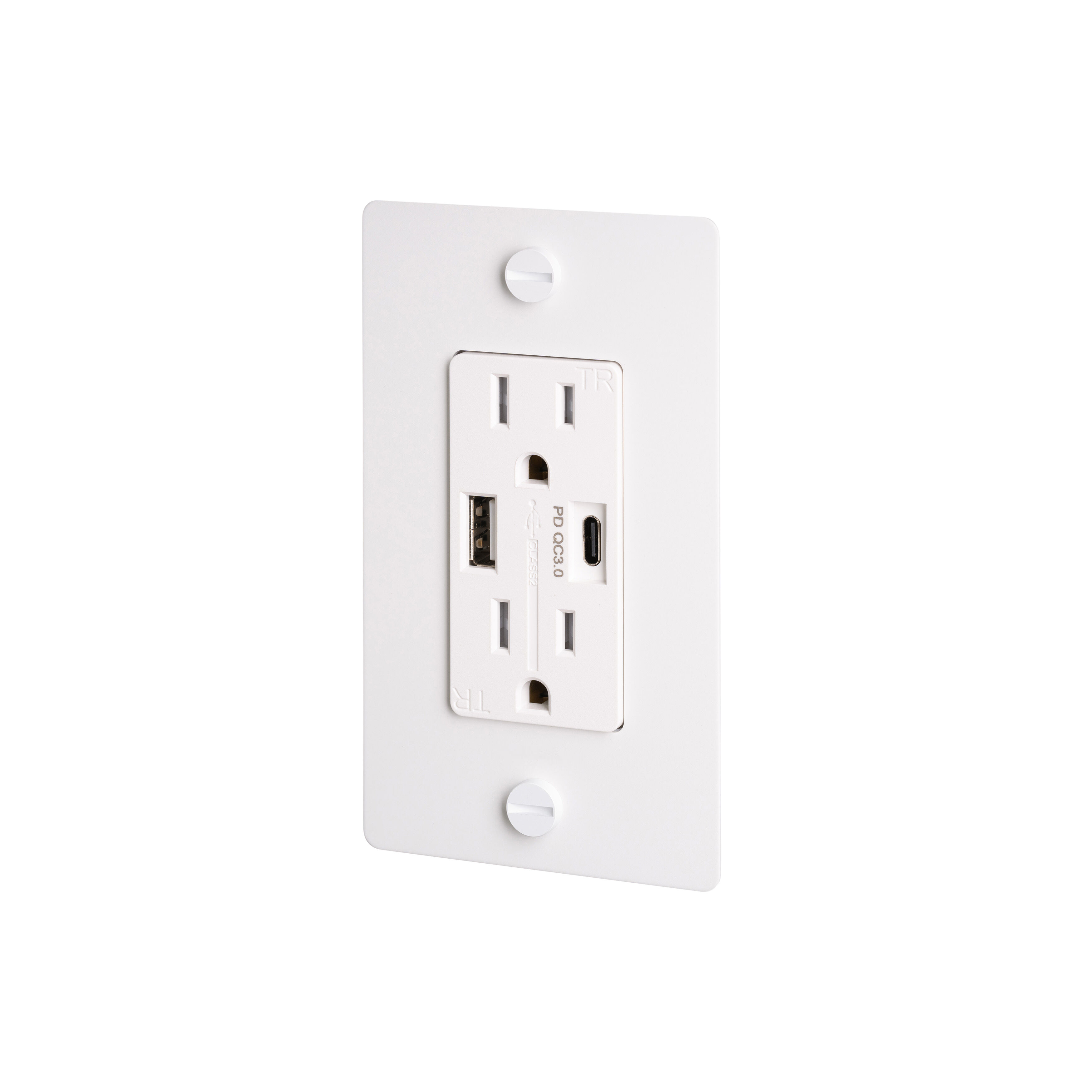 1G Duplex 125 White Outlet, USB A + C