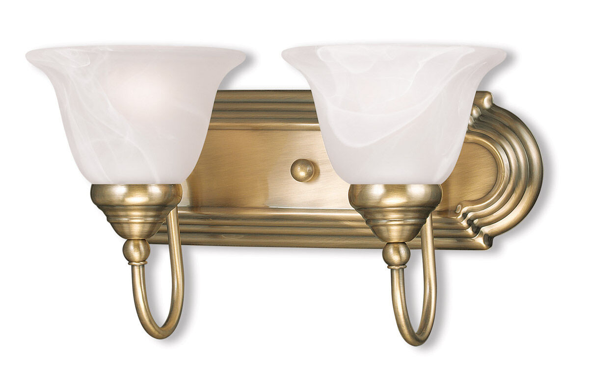 Belmont 2 Light 14 inch Antique Brass Bath Vanity Wall Light