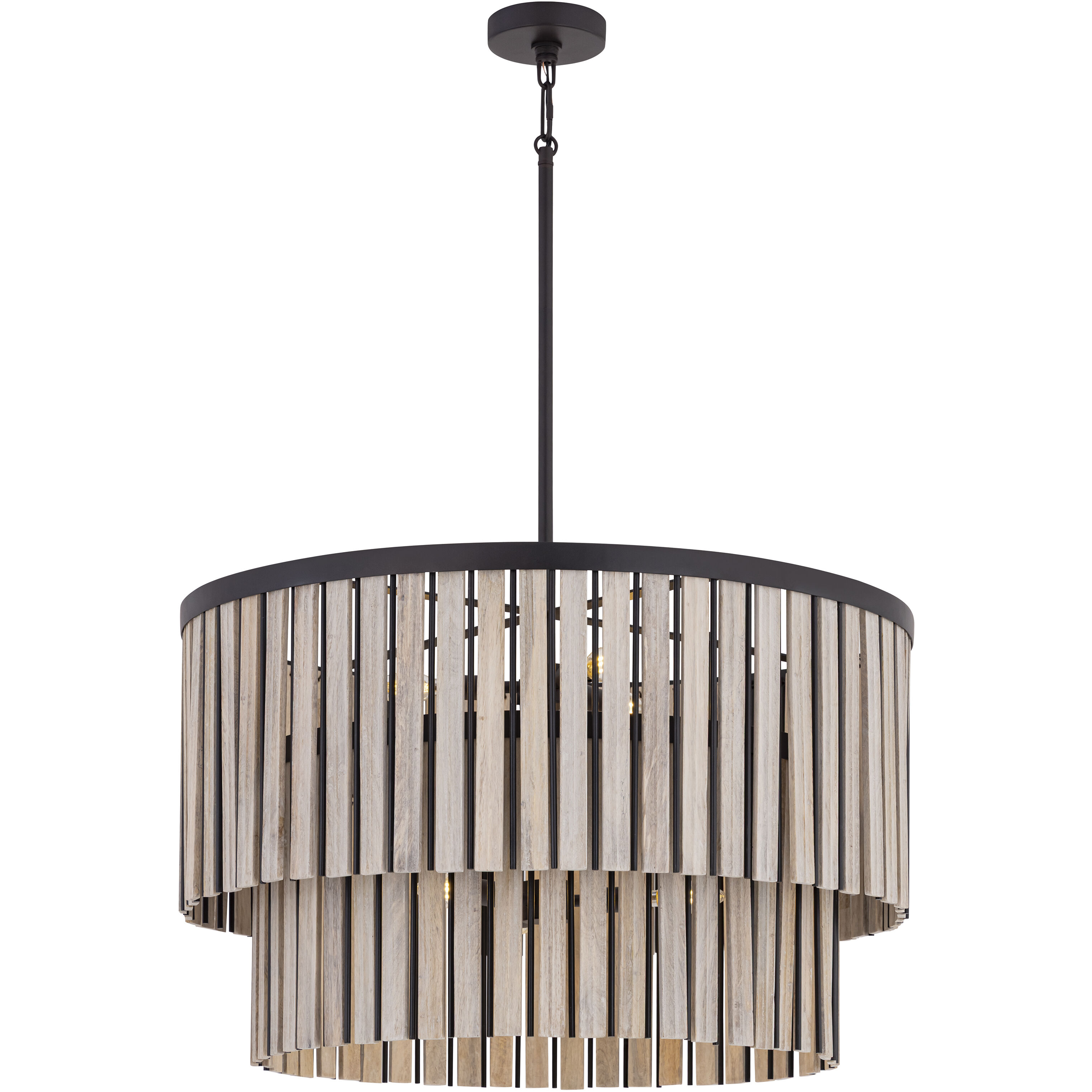 Esbelta 6 Light 30.25 inch Dark Bronze and Whitewashed Wood Pendant Ceiling Light
