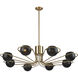 Scarab 8 Light 47 inch Satin Brass with Black Chandelier Ceiling Light