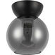 Arcadia 1 Light 6 inch Black/Smoked Semi-Flush Mount Ceiling Light in Smoked Glass