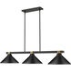 Bronte 3 Light 52.75 inch Matte Black and Rubbed Brass Billiard Light Ceiling Light