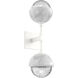 Cabochon Double Sconce Wall Light in 3000K LED, Clear, Salt White with White Marble