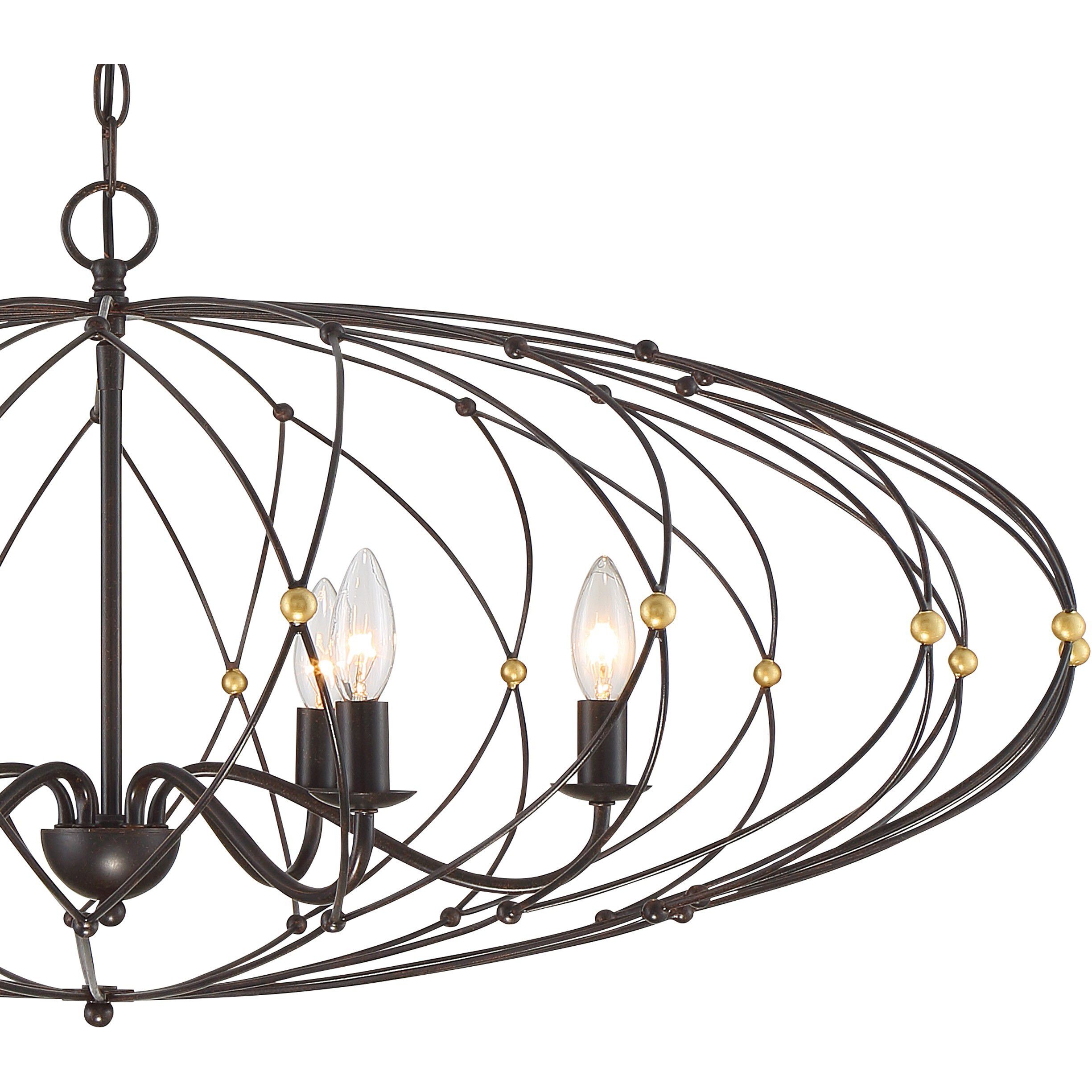 Zucca 6 Light 38.25 inch English Bronze and Antique Gold Chandelier Ceiling Light