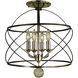 Nantucket 4 Light 13 inch Mahogany Bronze and Antique Brass Semi-Flush Mount Ceiling Light