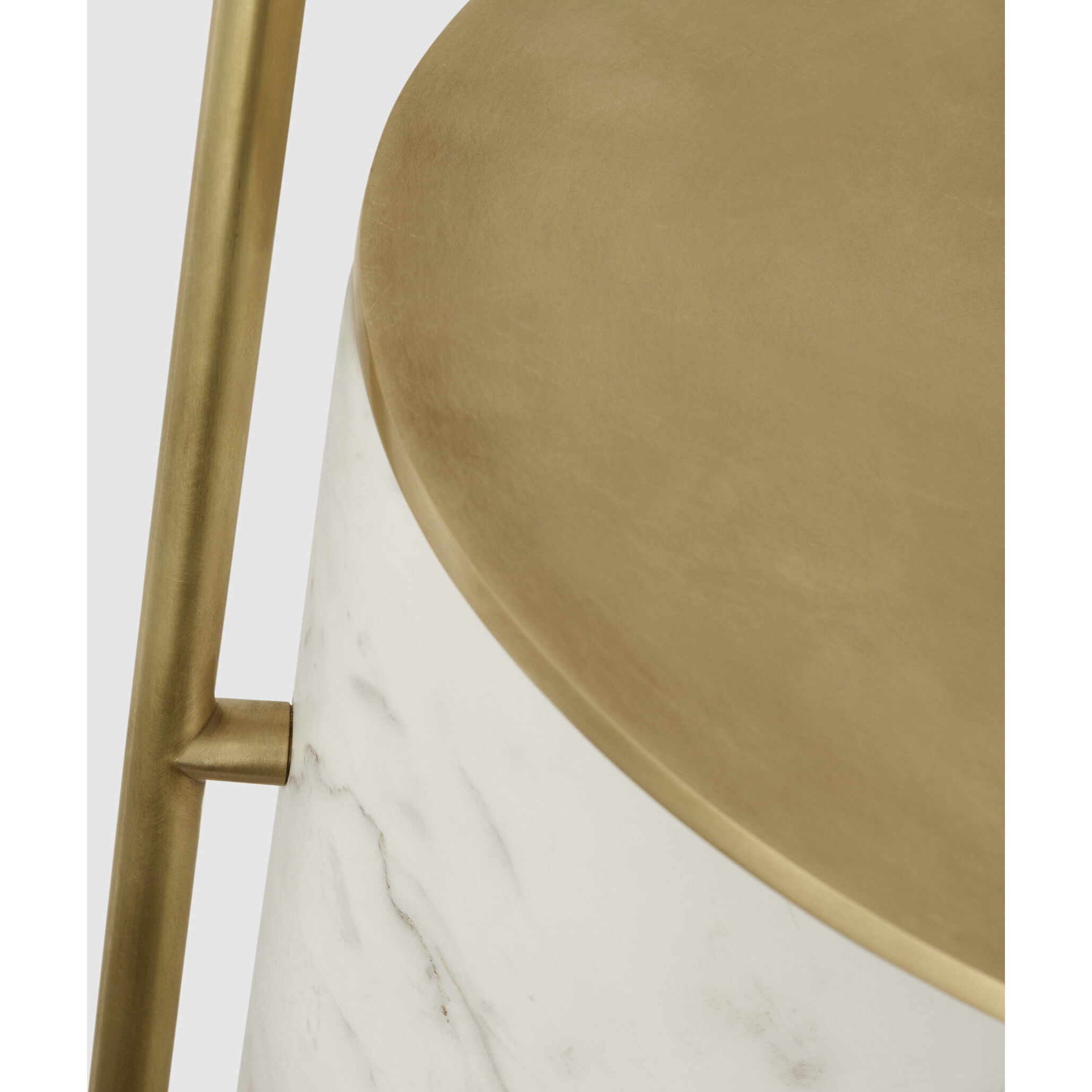 Kelly Wearstler Alma 54 inch 4.5 watt Antique-Burnished Brass and White Marble Tray Table Floor Lamp Portable Light