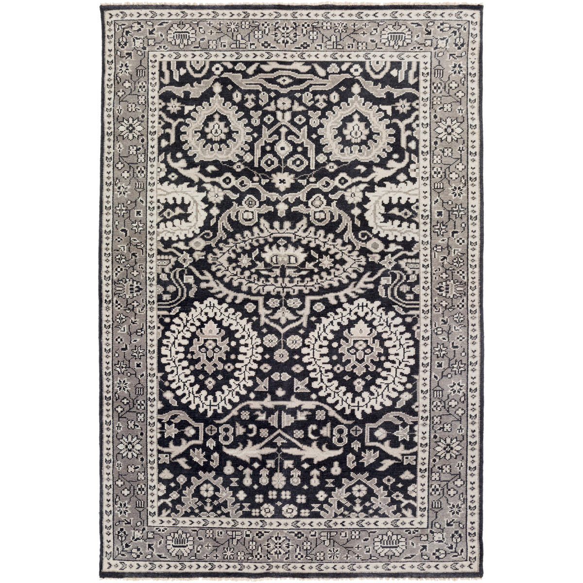 Cappadocia 102 X 66 inch Black, Ivory, Medium Gray Rug